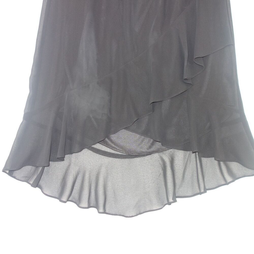 Alex Evenings Women's Medium Vintage y2kRuffle Black Hi Low Skirt Elastic Waist - Picture 2 of 4